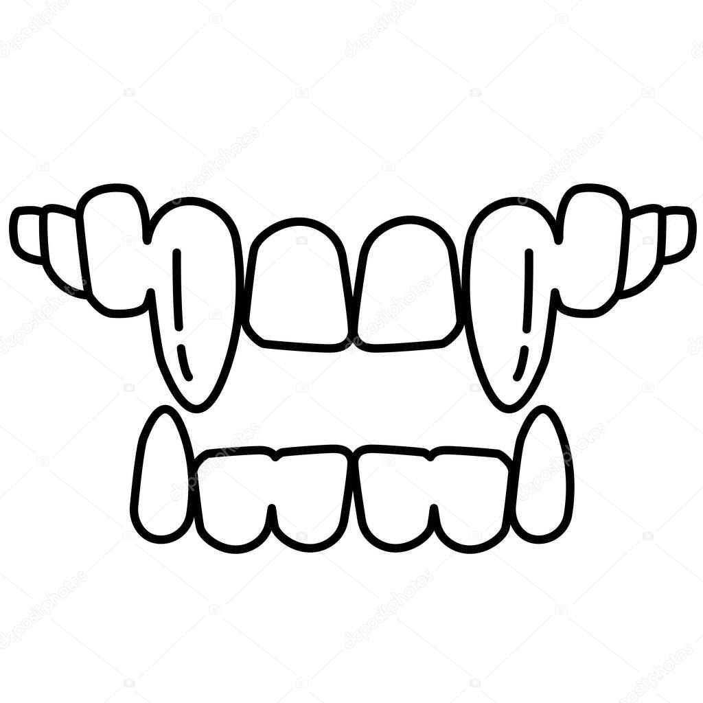 Vector illustration, isolated fangs icon on white background. Simple flat style. Logo concept.