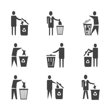 Kullanılan dokuyu çöp tenekesi vektör simgesine at