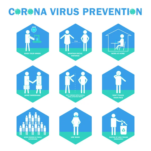 Corona Virus Preventie Vector Set — Stockvector