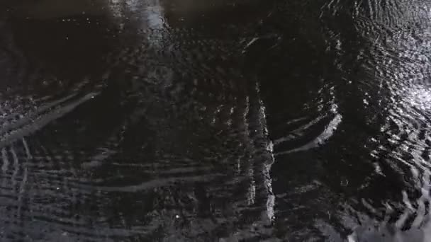 Car Flies Huge Puddle Water High Speed Splashes Fly Several — Stock Video