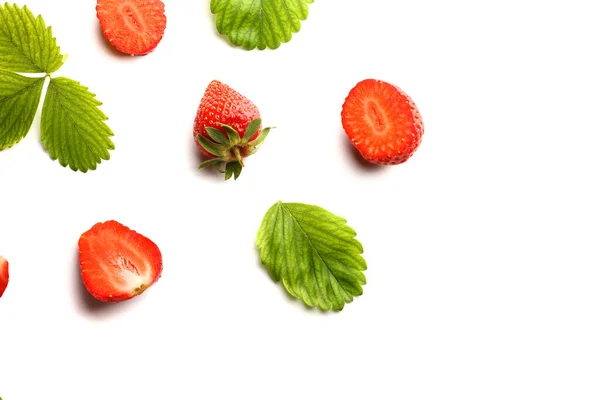 Fraises Isolées Sur Fond Blanc — Photo