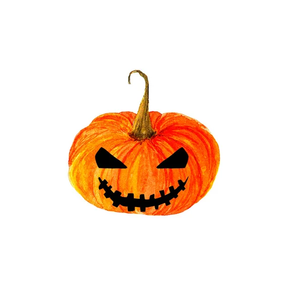 Terribile acquerello zucca Jack arancione per Halloween. — Foto Stock