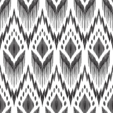 Basit Ikat desen siyah ve beyaz renklerde