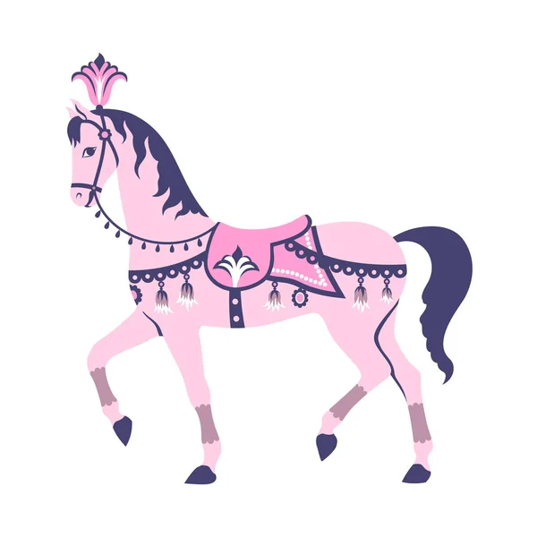 Carrusel rosa Caballo . — Vector de stock