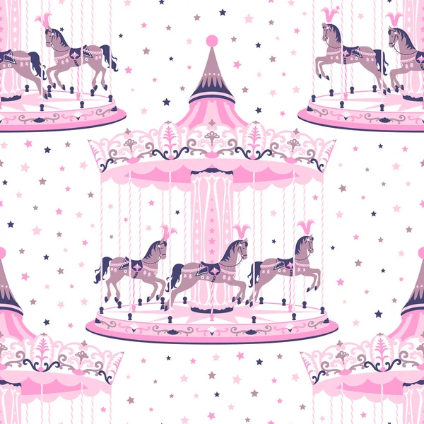 ピンクのメリーゴーランドのシームレス パターン. — ストックベクタ