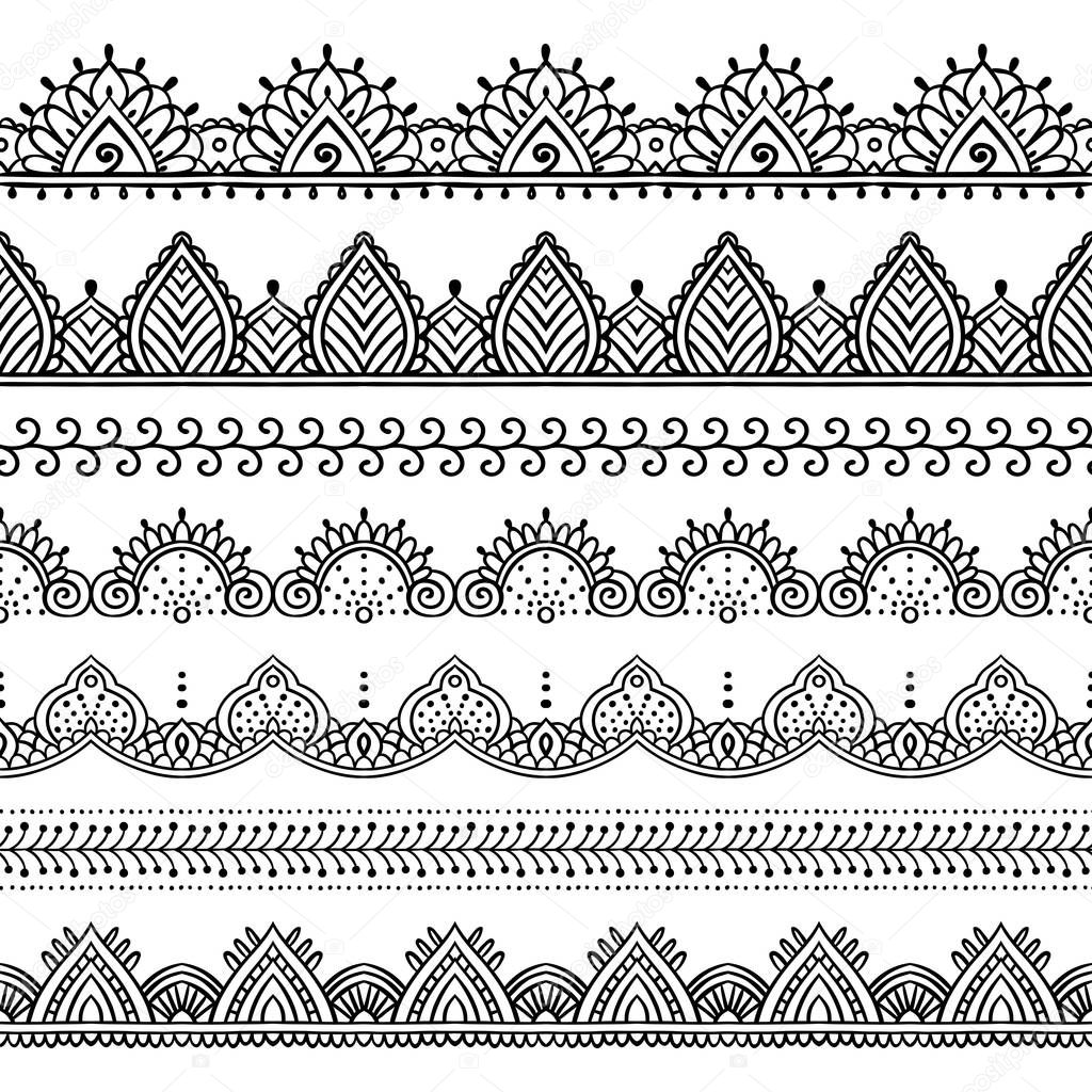 Set of seamless lace borders.