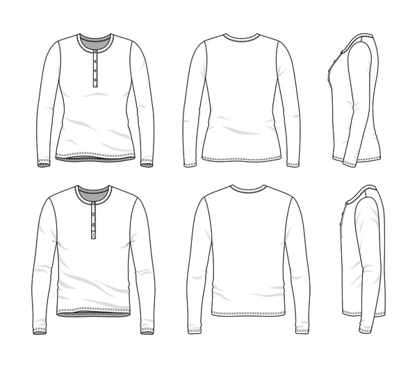 Modelos de vestuário em branco de T manga comprida . —  Vetores de Stock