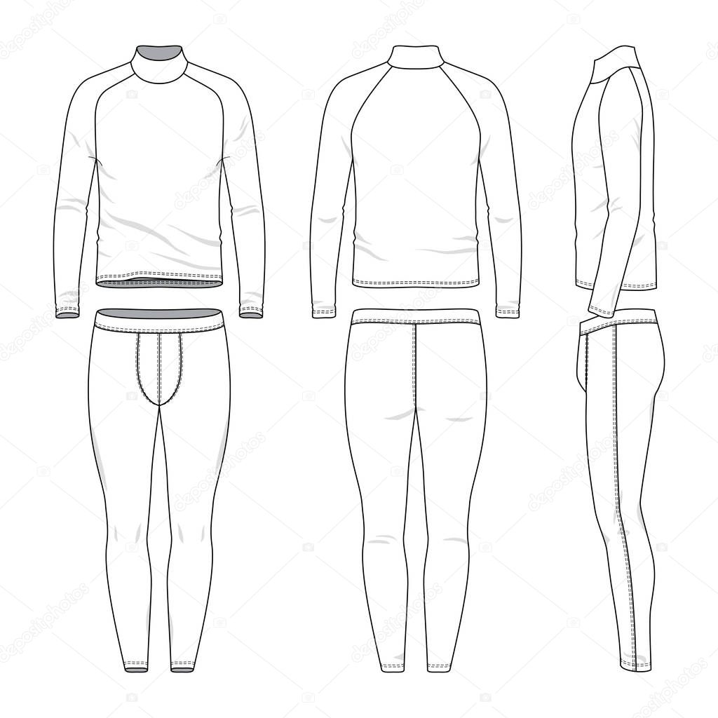 Plantillas de dibujo de esquema de conjunto de ropa deportiva