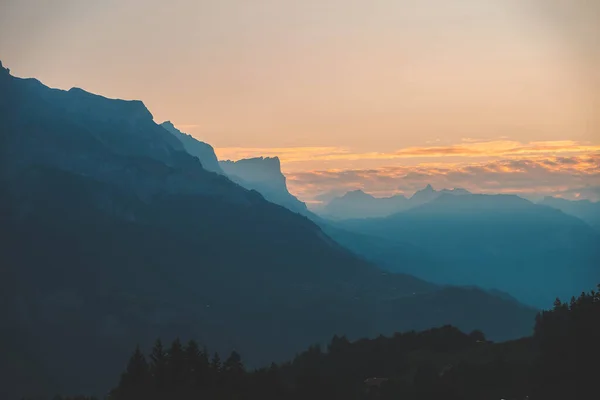 Vista Colorida Pôr Sol Glaciar Montanha Mont Blanc Atracção Turística — Fotografia de Stock