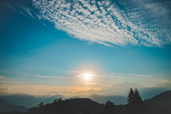 Vista Colorida Pôr Sol Glaciar Montanha Mont Blanc Atracção Turística — Fotografia de Stock