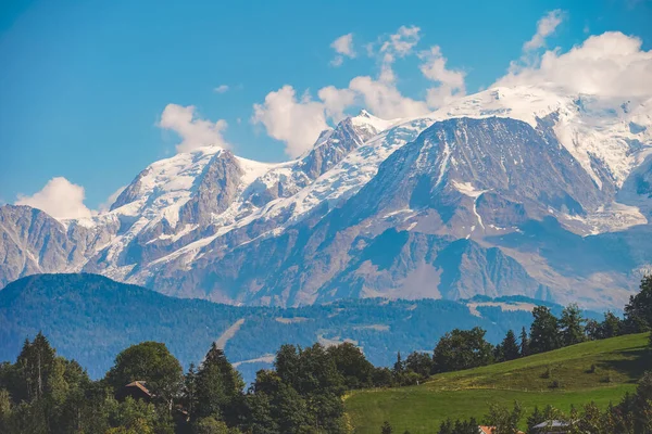 Uitzicht Mont Blanc Gletsjer Populaire Toeristische Attractie Schilderachtige Prachtige Scène — Stockfoto