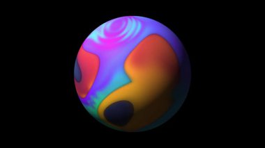 Renkli Soyut Balo ya da Çekici Şekilli Gezegen Animasyonu. Yüksek kalite 4k görüntü
