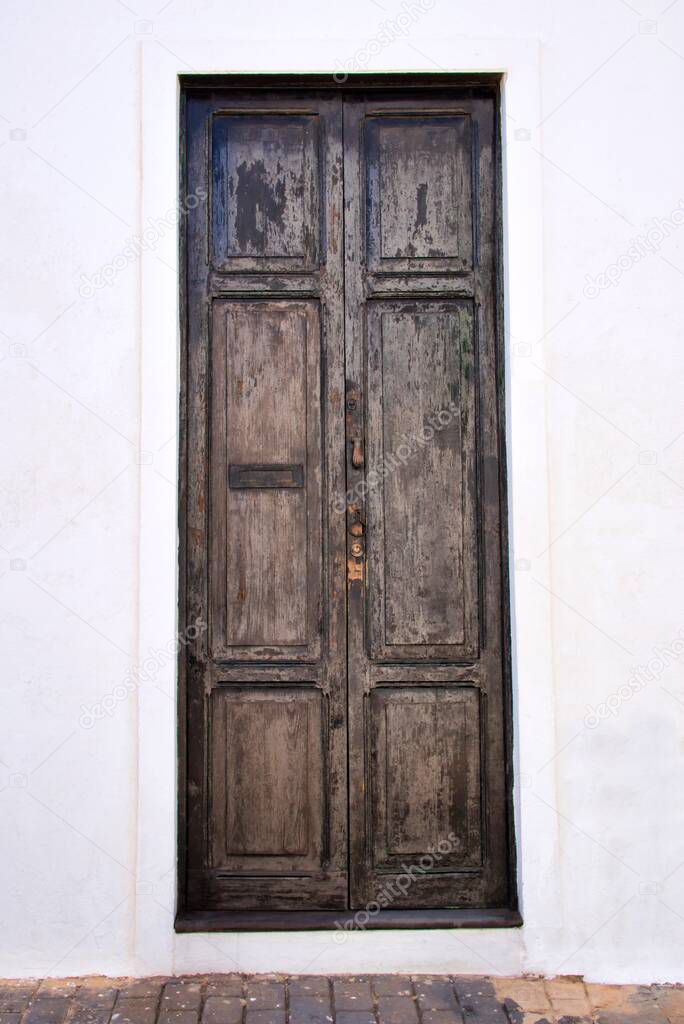 Door of the old Canarian house on the island of Lanzarote, Spain
