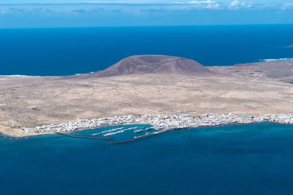 View of La Graciosa Island from the volcanic island of Lanzarote, Spain