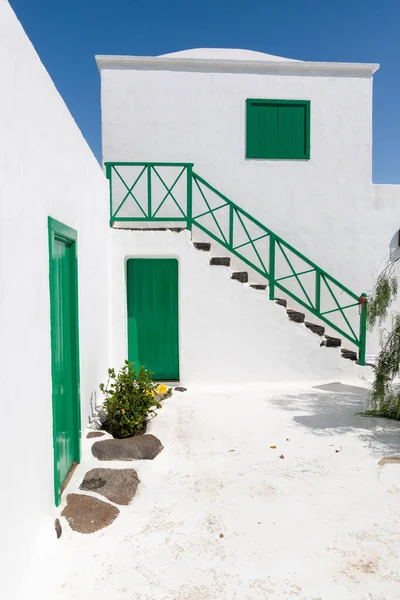 Tipik Kanarya tarzı ev, San Bartolome, Lanzarote Adası, İspanya