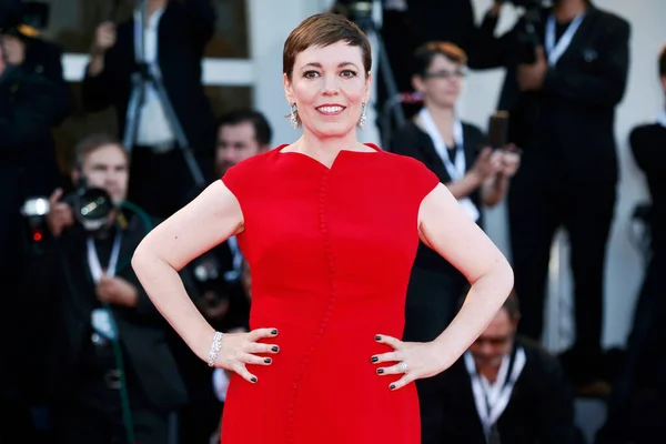 Venedig Italien September 2018 Olivia Colman Schreitet Über Den Roten — Stockfoto