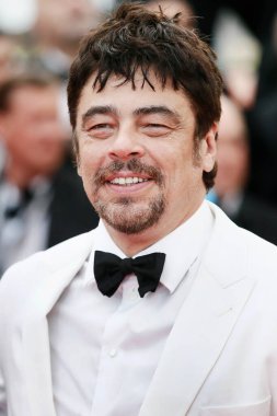 BANNES, FRANCE - 8 Mayıs 2018 'de Fransa' nın Cannes kentinde düzenlenen 71. Cannes Film Festivali 'nde Benicio Del Toro 