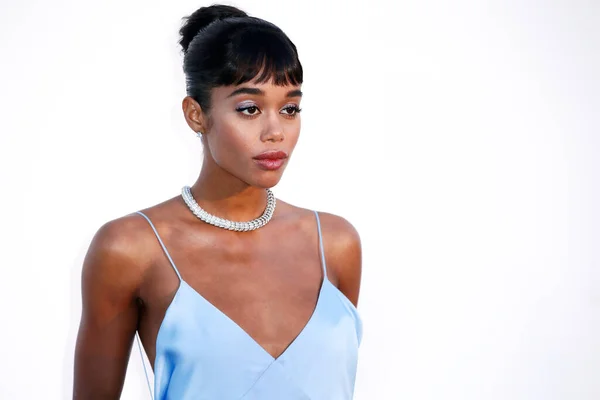 Cap Antibes Frankrijk Mei Laura Harrier Arriveert Het Amfar Gala — Stockfoto