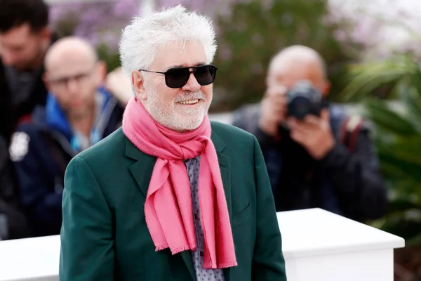 Cannes Francie Května Režisér Pedro Almodovar Zúčastní Fotohovoru Filmu Bolest — Stock fotografie