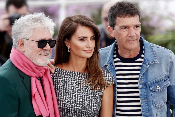 Cannes Francia Mayo Pedro Almodovar Penélope Cruz Antonio Banderas Asisten —  Fotos de Stock