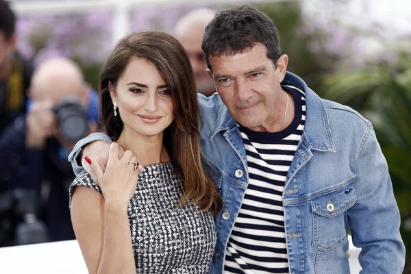 Cannes Francia Mayo Penélope Cruz Antonio Banderas Asisten Foto Llamada —  Fotos de Stock