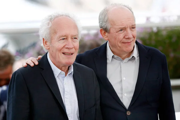 Cannes França Maio Jean Pierre Dardenne Luc Dardenne Assistem Sessão — Fotografia de Stock