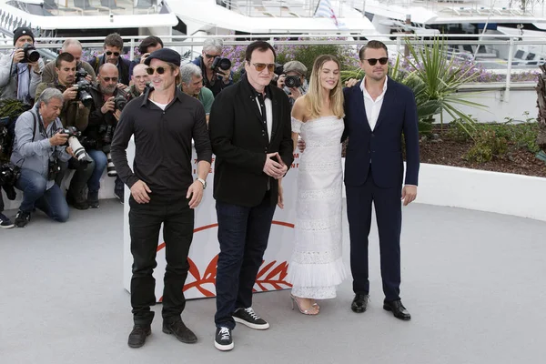 Cannes Frankrike Maj Brad Pitt Quentin Tarantino Margot Robbie Och — Stockfoto