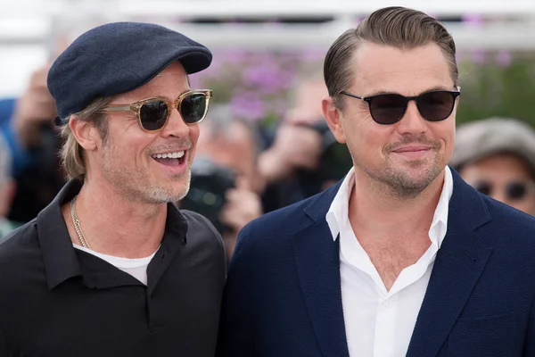 Cannes Francia Mayo Brad Pitt Leonardo Dicaprio Asisten Foto Llamada —  Fotos de Stock