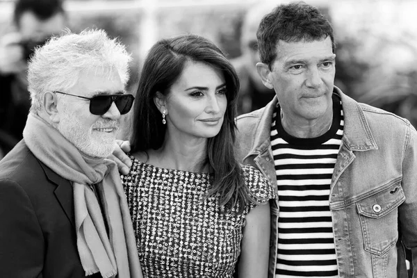 Cannes França Maio Pedro Almodovar Penelope Cruz Antonio Banderas Assistem — Fotografia de Stock