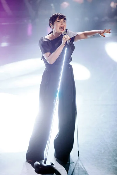 Sanremo Italia Febrero 2019 Cantante Arisa Actúa Durante 69º Festival — Foto de Stock