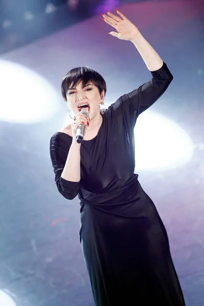 Sanremo Italy February 2019 Singer Arisa Performs 69Th Italian Song — Stock Photo, Image