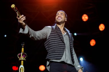 MILAN, ITALY, APRIL 4th: Singer Romeo Santos performs on the stage of Open Air Theatre in Milan, Italy on 4th April, 2018. 