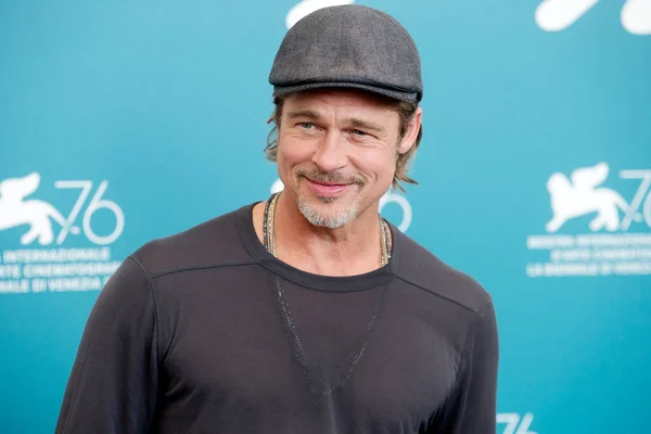 Venezia Italia Agosto Brad Pitt Partecipa Servizio Fotografico Astra Durante — Foto Stock