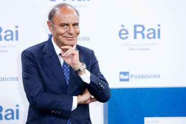 Bruno Vespa, 9 Temmuz 2019 / 2020 tarihli televizyon sezonu için RAI 'nin basın toplantısına katılıyor. 9 Temmuz 2019 tarihinde, İtalya' nın Milano kentinde.. 