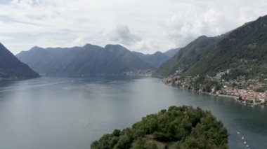 Como Gölü, Kuzey İtalya 'daki Comacina Adası' nın havadan görünüşü.
