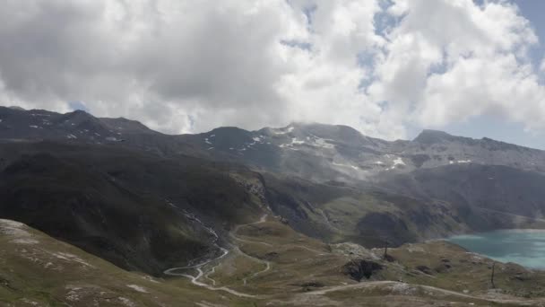 Veduta Aerea Del Monte Breithorn Massiccio Del Monte Rosa Lago — Video Stock