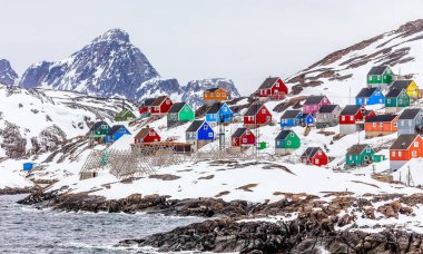Kangamiut village in the middle of nowhere, Greenland May 2015 clipart