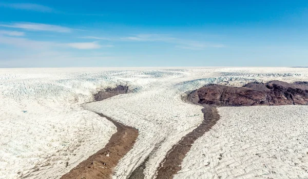 Gelândia derretendo gelo camada geleira vista aérea do avião — Fotografia de Stock