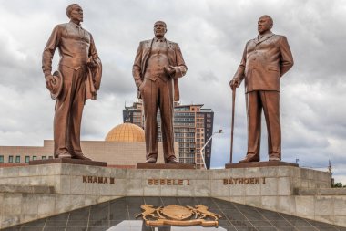 Three Dikgosi (tribal chiefs) Monument, central business district, Gaborone, Botswana clipart