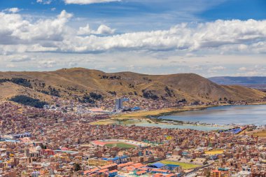 Peru 'nun Puno ve Titicaca Gölü Panoraması, Peru