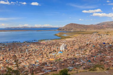 Peru 'nun Puno ve Titicaca Gölü Panoraması, Peru