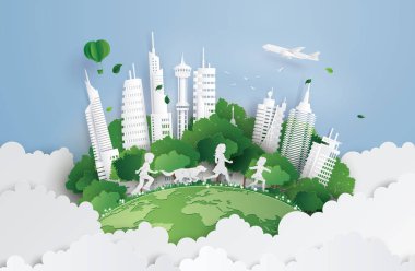 Şehir Parkı içinde çalışan çocuk 