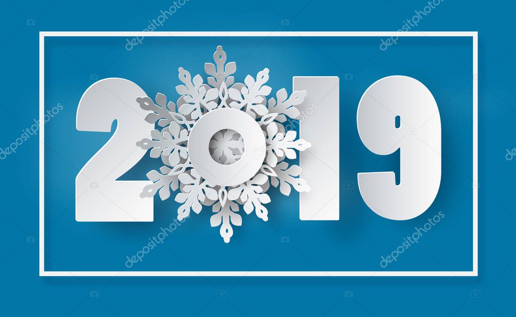  2019 Happy New Year or Merry Christmas,paper art