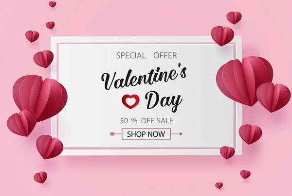 Valentines Day Sprzedaż Kształcie Serca Balon Art Papier Cyfrowy Rzemiosło — Wektor stockowy