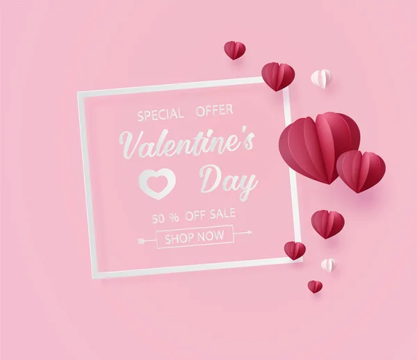 Valentines Day Sprzedaż Kształcie Serca Balon Art Papier Cyfrowy Rzemiosło — Wektor stockowy