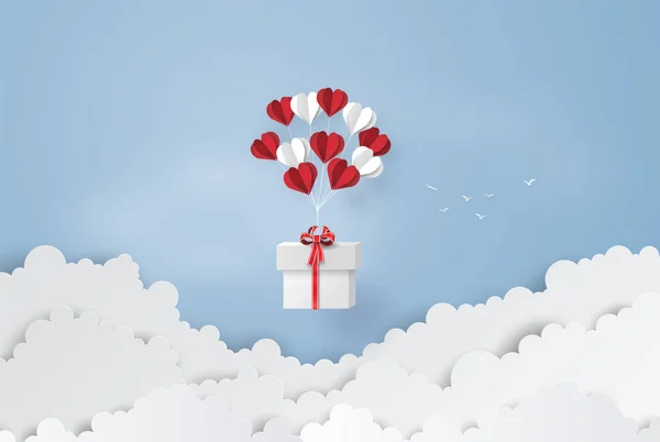 Ilustracja Miłość Valentine Day Kształt Serca Balon Powiesić Float Pole — Wektor stockowy