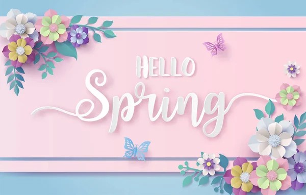 Frühlingszeit Mit Blume Und Blättern — Stockvektor