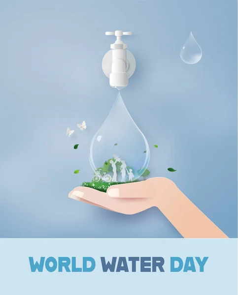 Journée mondiale de l'eau en famille — Image vectorielle