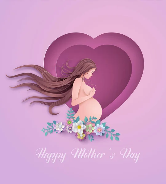 Tarjeta de felicitación del día de la madre feliz. — Vector de stock