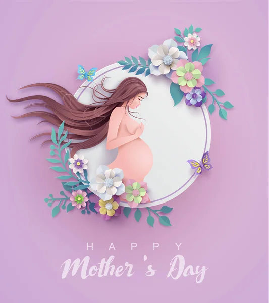 Tarjeta de felicitación del día de la madre feliz. — Vector de stock